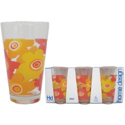 ΠΟΤΗΡΙΑ ΝΕΡΟΥ ΓΥΑΛΙΝΑ ΚΩΝΙΚΑ FLOWERS ORANGE ΣΕΤ 6ΤΕΜ 305ML